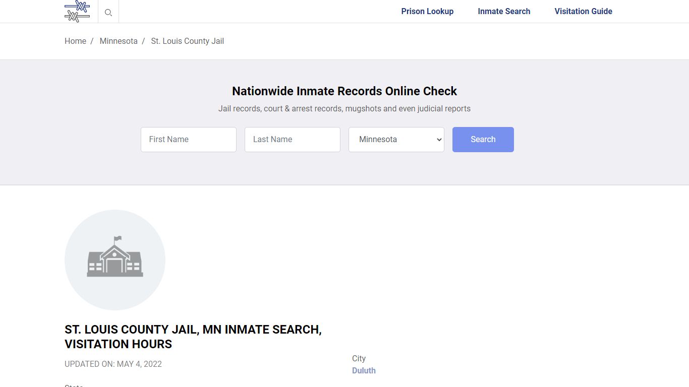 St. Louis County Jail, MN Inmate Search, Visitation Hours